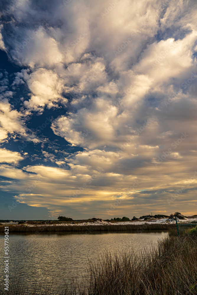 clouds over pond