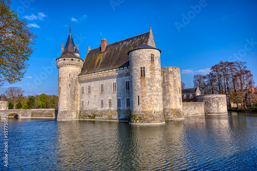 Famous medieval castle Sully sur Loire, Loire valley, France.
