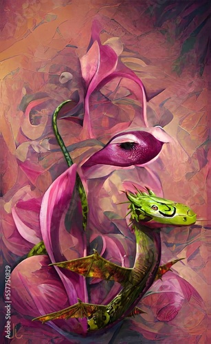 Orchid Dragon with Pink Flowers photo