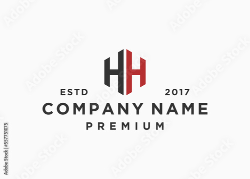 letter hh hexagon logo design vector illustration template