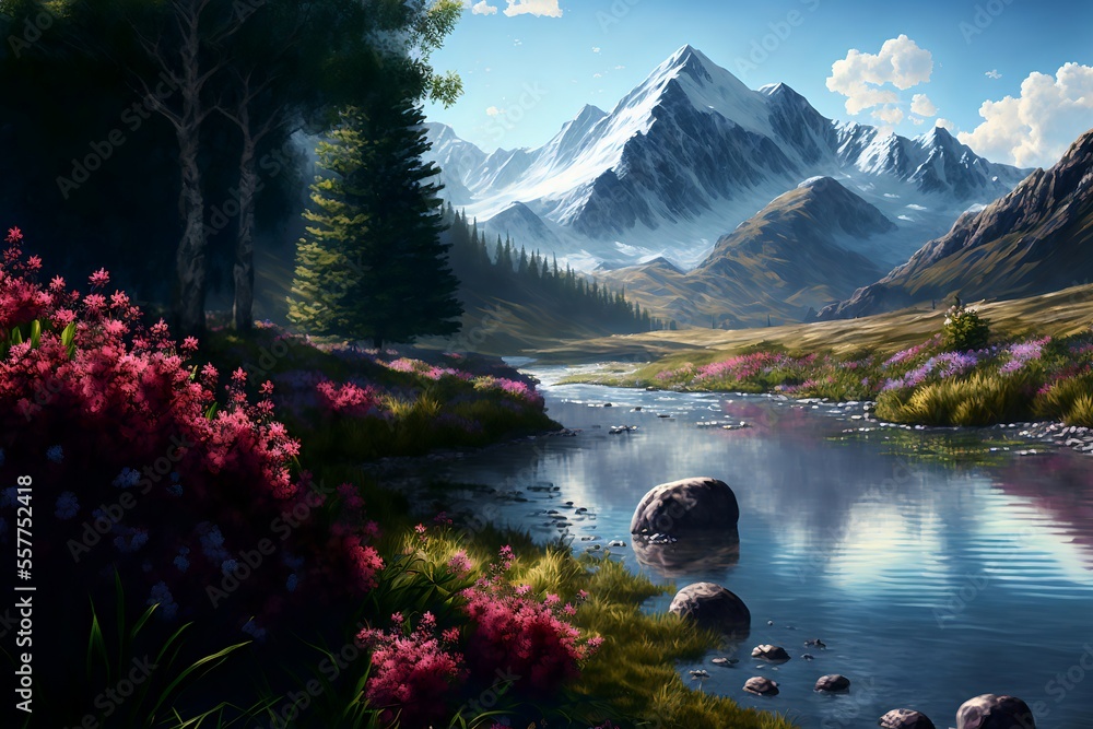 Fantasy forest landscape illustration Stock Illustration Adobe Stock