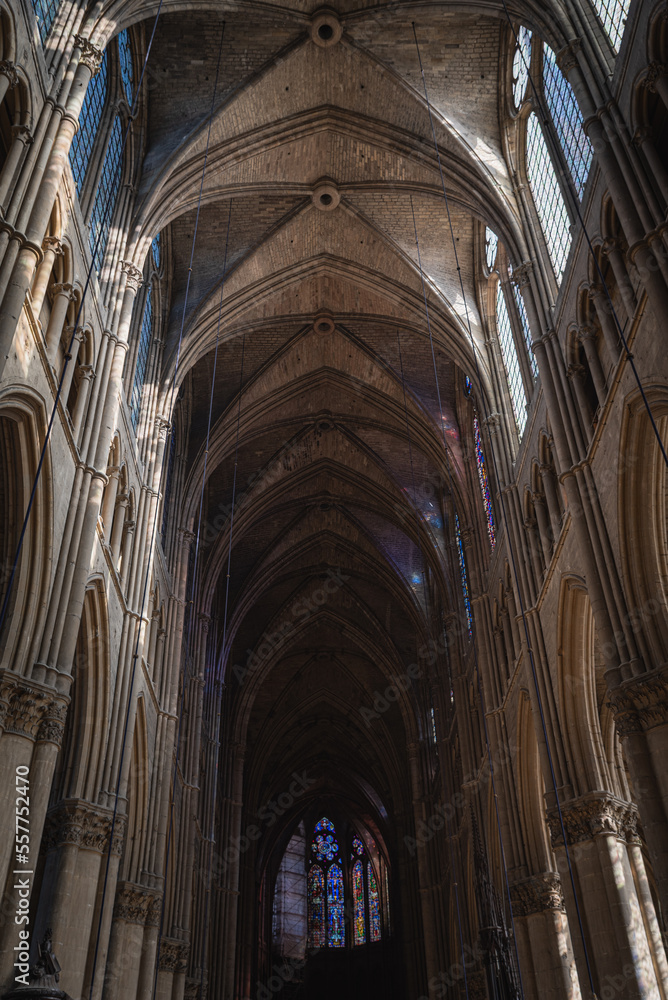 Archway in the gothic cathedral of Reims