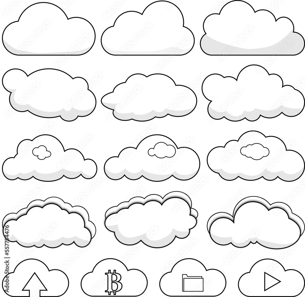 Set of vector Clouds, freehand drawing Set of vector Clouds, freehand drawing