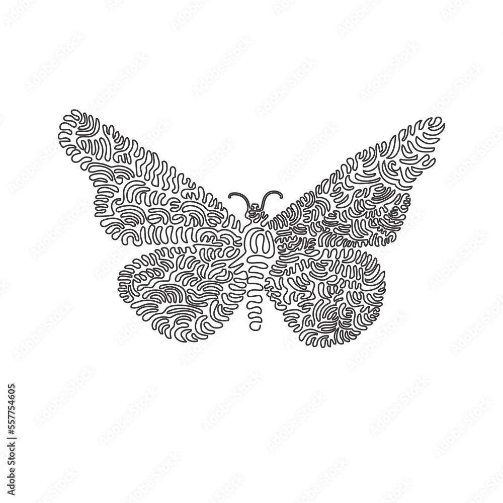 Continuous curve one line drawing of adorable butterfly curve abstract art. Single line editable stroke vector illustration of appealing creatures in nature for logo, wall decor and poster wall decor Continuous curve one line drawing of adorable butterfly curve abstract art. Single line editable stroke vector illustration of appealing creatures in nature for logo, wall decor and poster wall decor