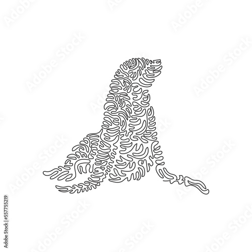 Single one curly line drawing of adorable sea lion abstract art. Continuous line draw graphic design vector illustration of fabulously aquatic mammals for icon, symbol, company logo and wall decor