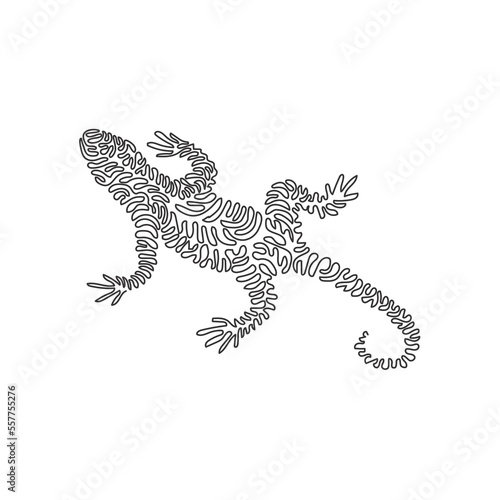 Single one line drawing of exotic reptiles abstract art. Continuous line draw graphic design vector illustration of lizard scaly-skinned for icon, sign,  symbol, company logo, poster wall decor