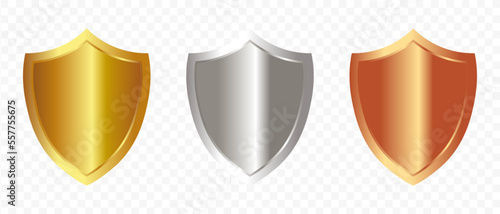 Set of Shield 3d ,gold,silver,bronze,Vector Illusration