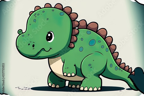 Cartoon dinosaur named Brontosaurus. Generative AI