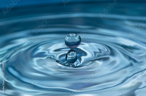 Blue water drop. World Water Day. Every drop counts. Protecting the environment.