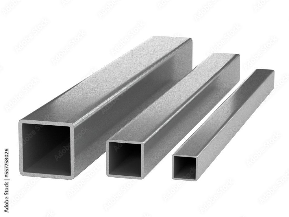 square stainless steel pipe. Metal products. 3d illustration square stainless steel pipe. Metal products. 3d illustration