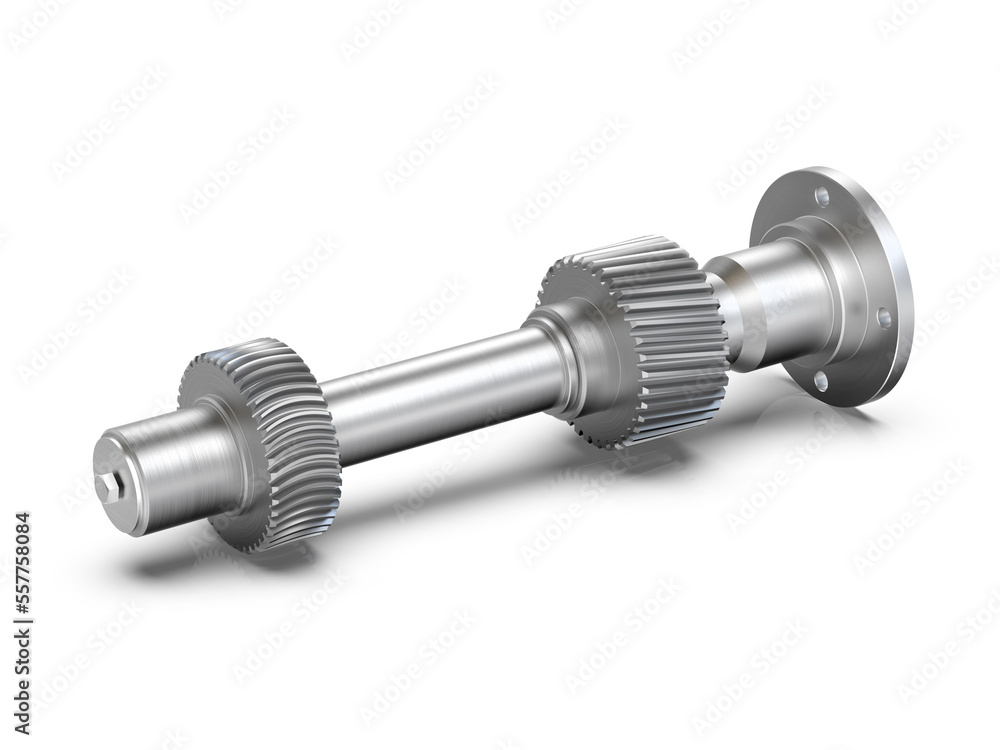 Fototapeta premium Spur gear, Gear-shaft on white background, 3D rendering.