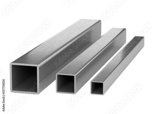 square stainless steel pipe. Metal products. 3d illustration