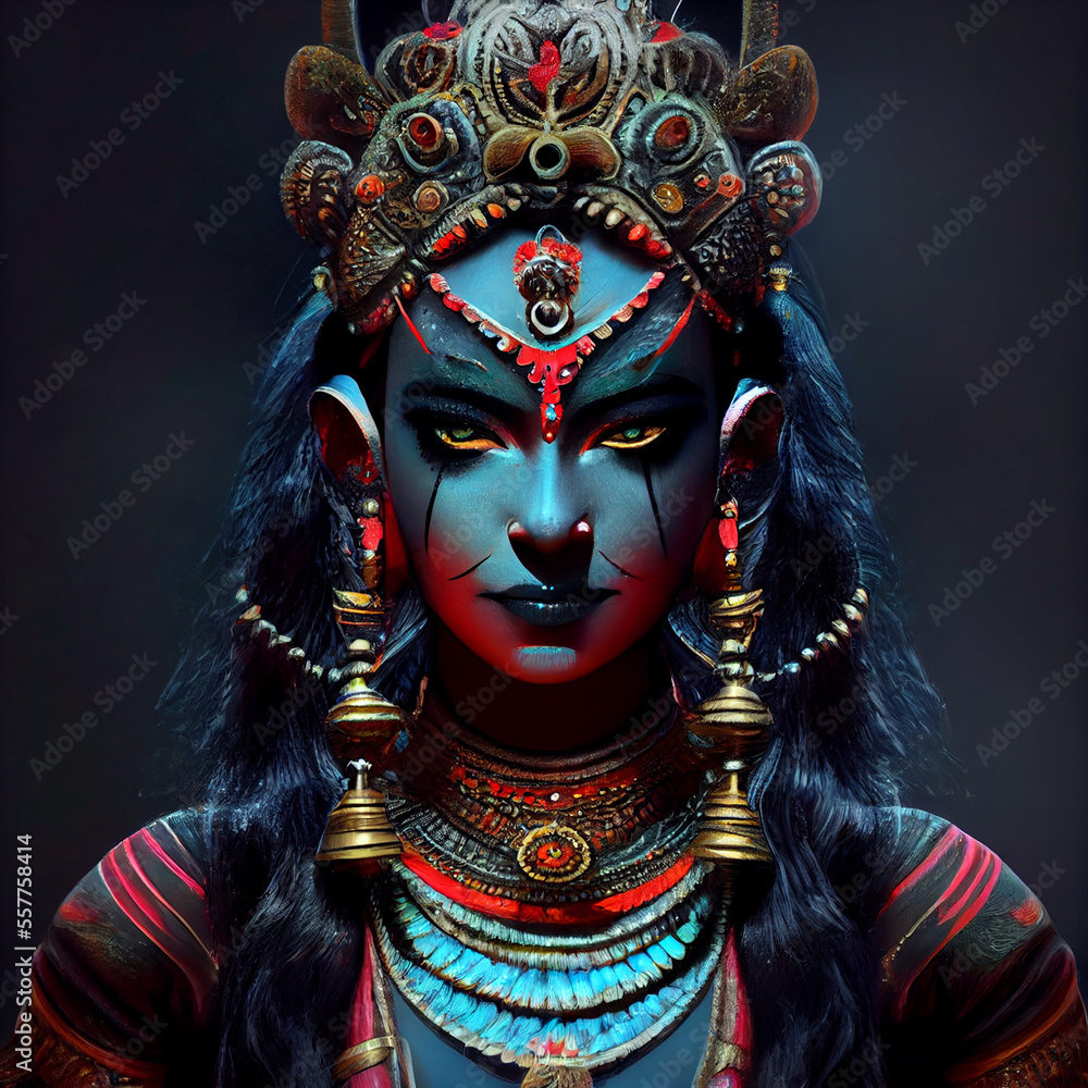 Goddess Kali portrait illustration. Hindu god Mahakali, Bhadrakali ...