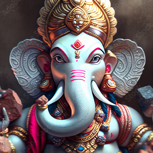 Ganesha god realistic portrait illustration hindu god elephant