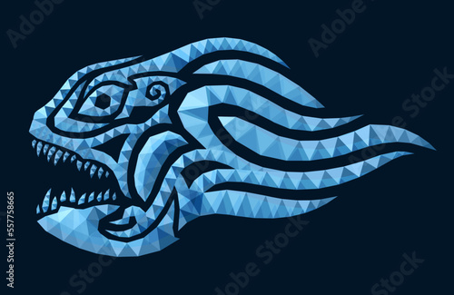 Low poly vector art with blue anglerfish