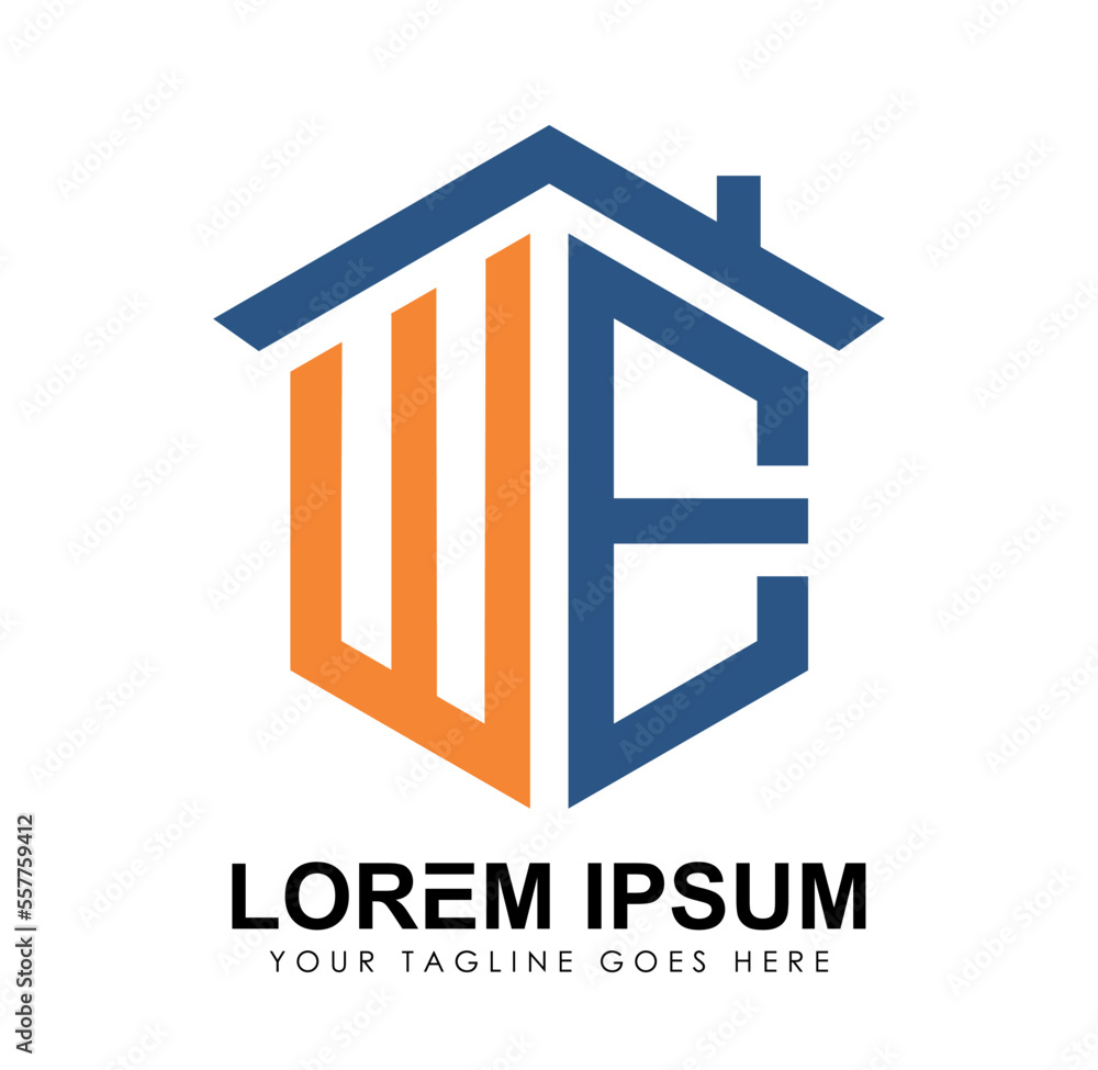 Home Monogram Logo Initial Letters WE Home Monogram Logo Initial Letters WE