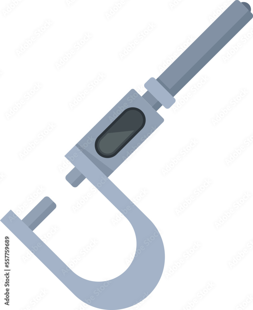 Micrometer instrument icon flat vector. Precision vernier. Technical screw isolated