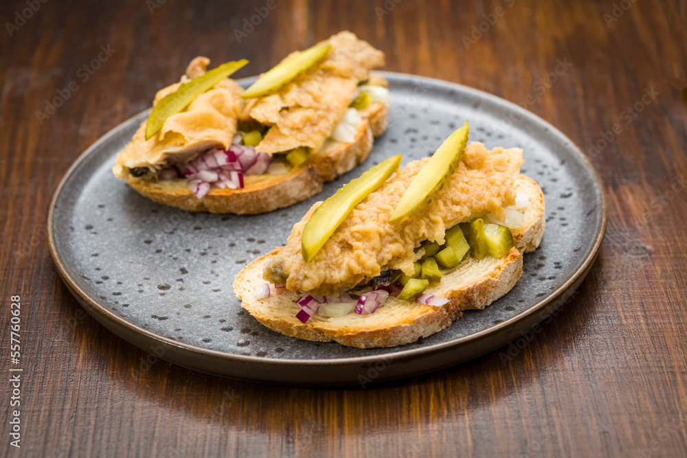 sandwich with roasted herring sandwich with roasted herring