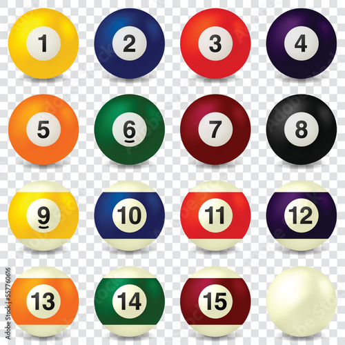 Vector Billiards Balls Collection - Pool Table Sport - Snooker ball - Vector illustration