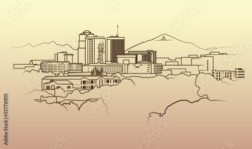 Vector illustration of the downtown Tucson, Arizona skyline