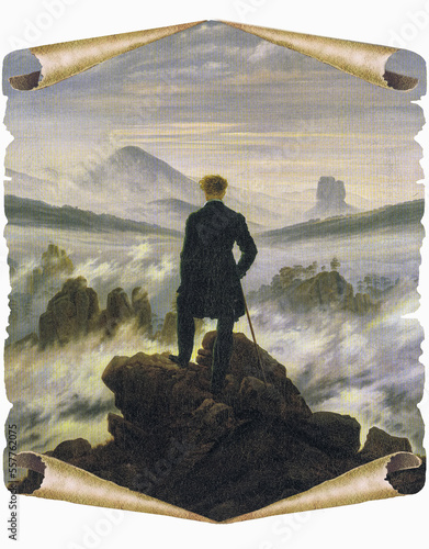 Fotografia Wanderer über dem Nebelmeer um 1817, Caspar David Friedrich