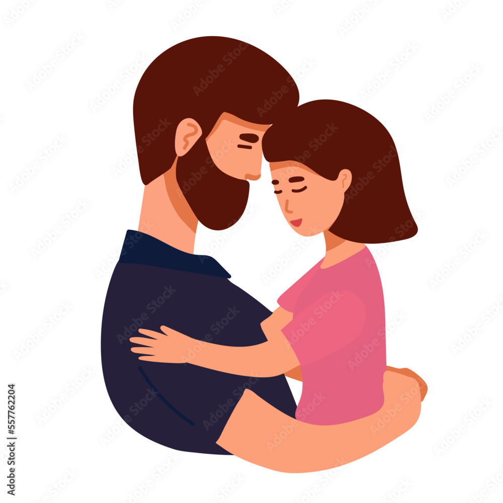 Father and his cute little Daughter. Happy Fathers Day. Cartoon Illustration isolated on white background Father and his cute little Daughter. Happy Fathers Day. Cartoon Illustration isolated on white background