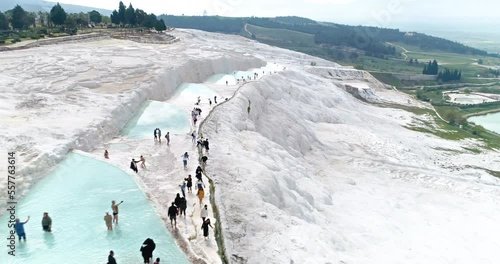 Denizli Pamukkale travertines drone view