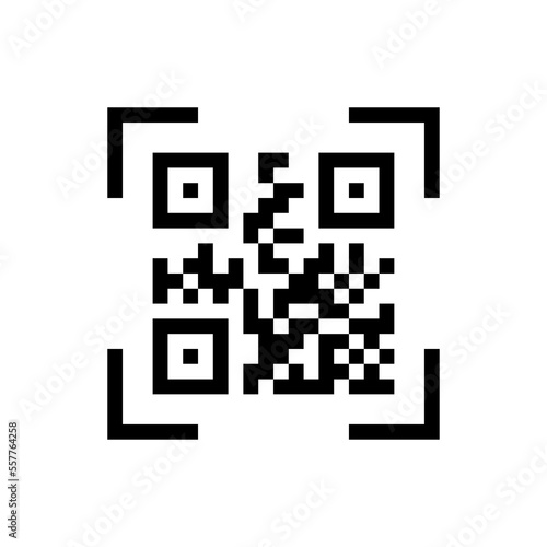Sample QR vector icon - code for scanning in a smartphone application on a white background.