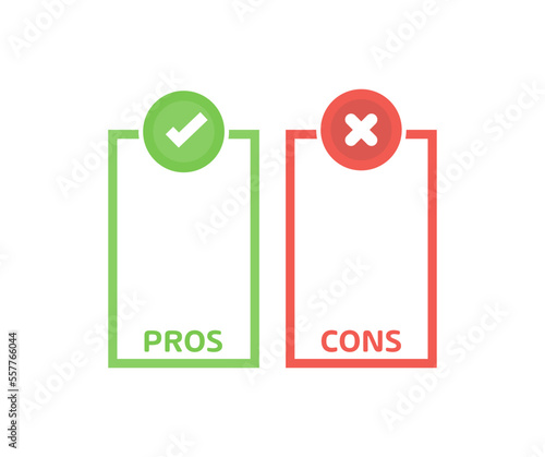 Positive and negative comparison, pros and cons list logo design. Easy to use for your website or presentation isolated on white background vector design and illustration.