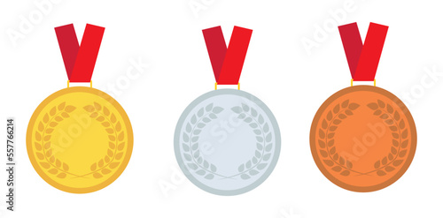 medal icon set.gold, silver, bronze. vector illustrtion