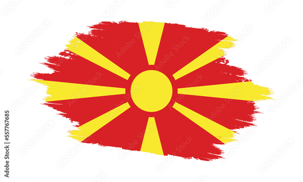 Obraz premium Macedonia Vector Flag. Grunge Macedonia Flag. Macedonia Flag with Grunge Texture. Vector illustration