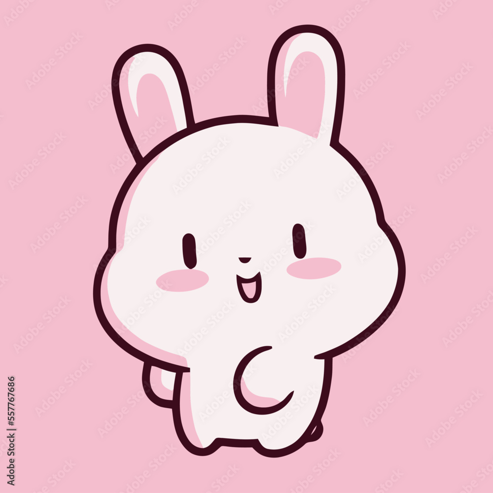 Cute Rabbit illustration Rabbit kawaii chibi vector drawing style ...