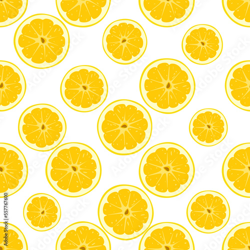 Seamless pattern of Sliced ​​piece of orange on white background. Sliced ​​piece of orange background in flat style, vector illustration