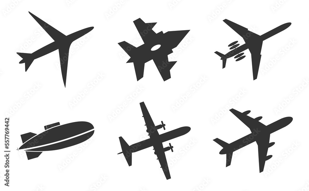 Set of Airplane icons. Vector Illustration