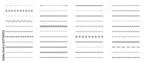 Stitch stitches vector set. Stitched repeated seams big collection. Sewing machine stitches. Seam line seamless pattern for fabric structure.