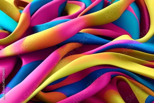 Wallpaper Mural Silk cloth, smooth colorful fabric wrapping up around itself modern background. Pink, yellow, blue cloth Abstract rendering wallpaper. Torontodigital.ca