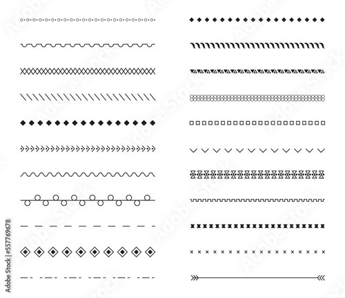 Stitch stitches vector set. Stitched repeated seams big collection. Sewing machine stitches. Seam line seamless pattern for fabric structure.