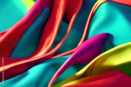 Wallpaper Mural Silk cloth, smooth colorful fabric wrapping up around itself modern background. Pink, yellow, blue cloth Abstract rendering wallpaper. Torontodigital.ca