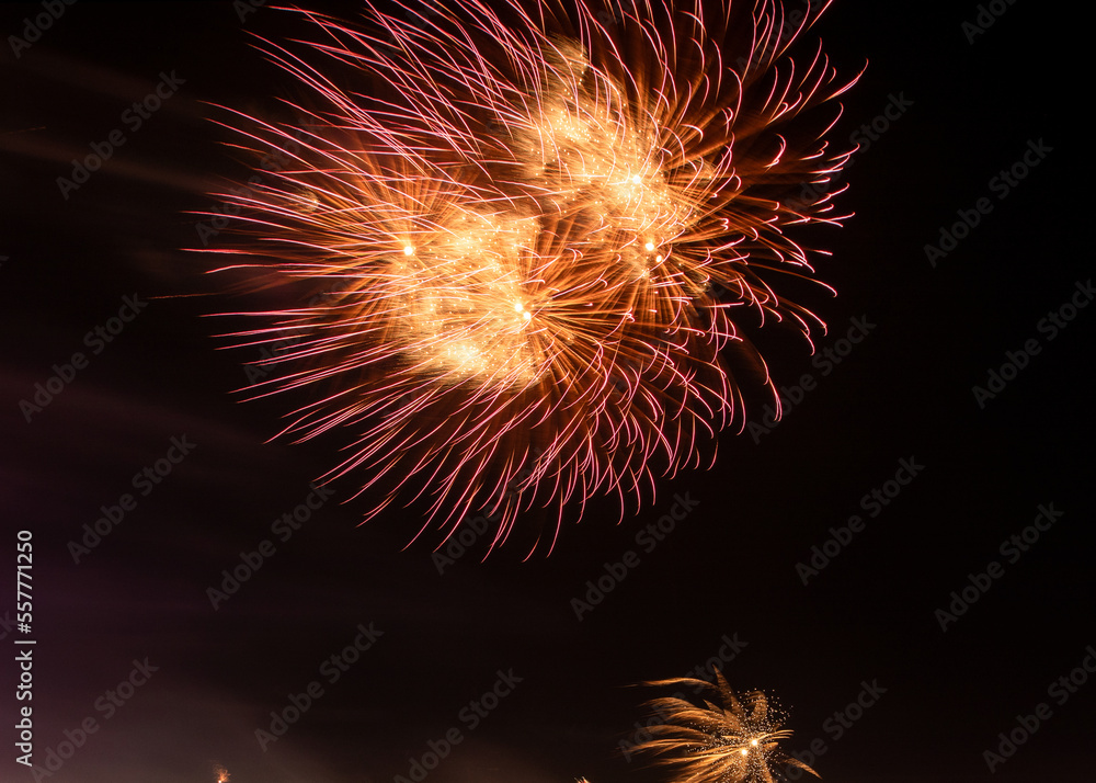 fireworks in the night sky - obrazy, fototapety, plakaty 