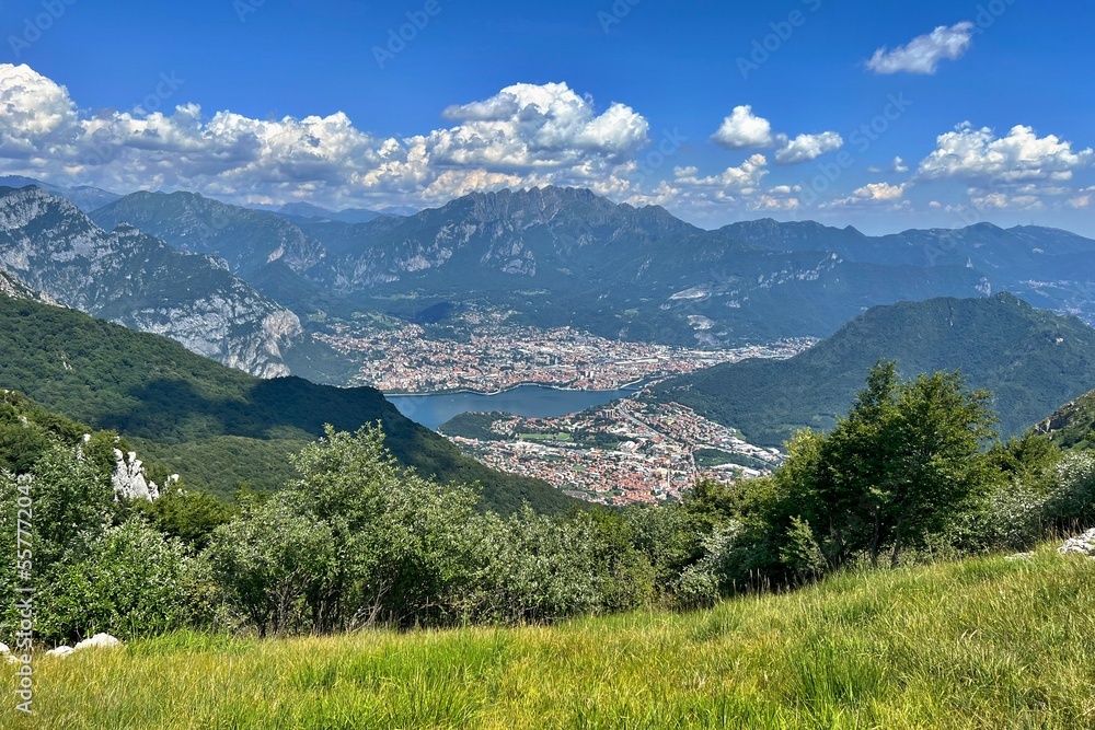 view of the landscape around the town of Lecco and Lake Como