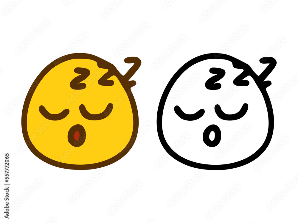 Fototapeta premium Sleeping emoticon in two style isolated on white background