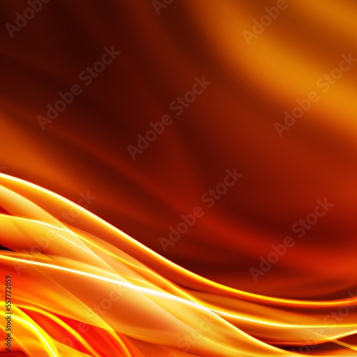Abstract red, yellow and orange swirl background with soft smooth elegant waves. Generative AI