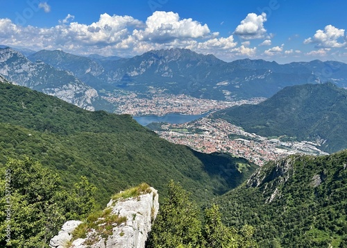 view of the landscape around the town of Lecco and Lake Como