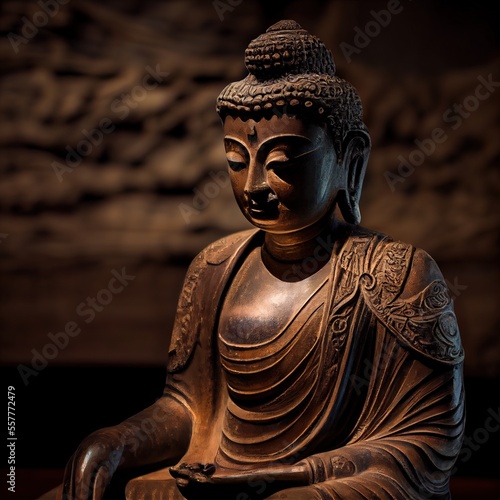 Buddha statue made of jade - generative ai