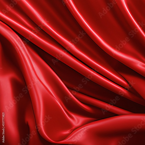 Red silk or satin fabric texture. Luxurious background. Generative AI.