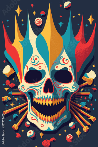 A colorful carnival skull to celebrate the dead