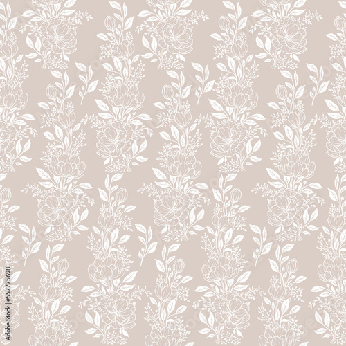 Cute wild flowers. Seamless pattern with vector hand drawn illustrations with floral theme