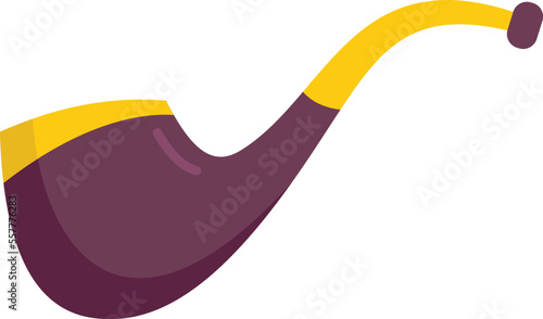 Wood smoking pipe icon flat vector. Old smoker. Cigar sherlock isolated