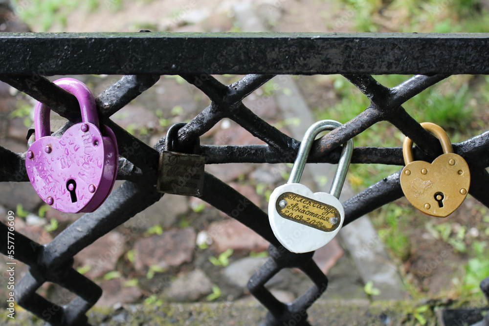 Heart-shaped colourful padlocks Heart-shaped colourful padlocks