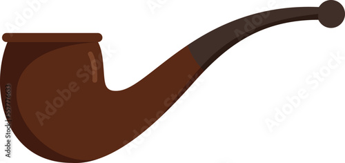 Detective smoke pipe icon flat vector. Old tobacco. Dad pipe isolated